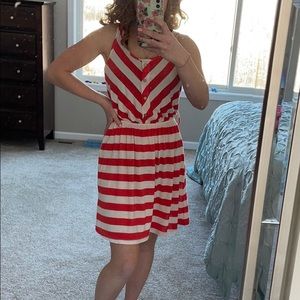 Red and white stripped dress